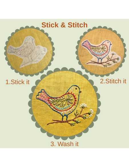 Feuilles de transfert broderie hydrosolubles - Oiseaux folkloriques