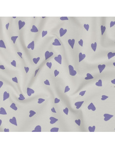 Tissu sweat molleton cœurs - Blanc cassé