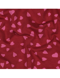 Tissu sweat molleton cœurs - Rouge