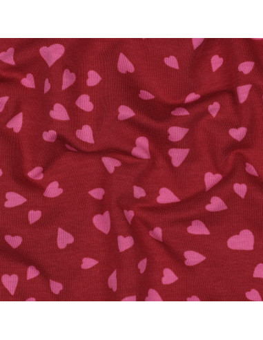 Tissu sweat molleton cœurs - Rouge