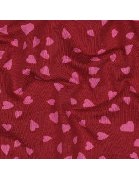 Tissu sweat molleton cœurs - Rouge