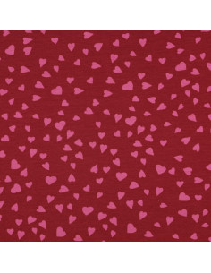 Tissu sweat molleton cœurs - Rouge 2