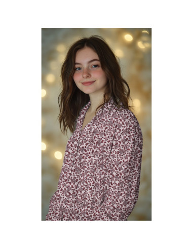 Tissu flanelle fleurs - Rose