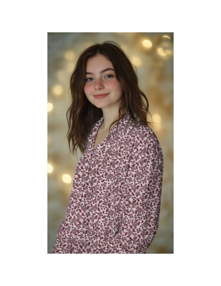 Tissu flanelle fleurs - Rose