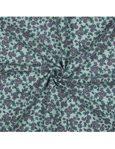 Tissu flanelle fleurs - Menthe