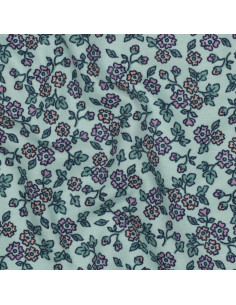 Tissu flanelle fleurs - Menthe 2