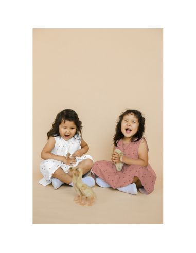 Tissu double gaze imprimé - Cœur mocha sur fond marron