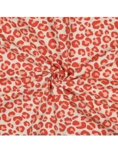 Tissu sweat Léopard - Orange