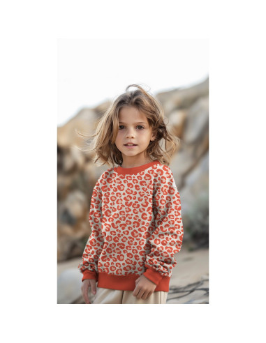 Tissu sweat Léopard - Orange