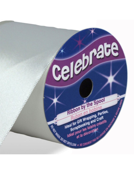 Ruban satin Celebrate blanc - 50 mm x 4 mètres