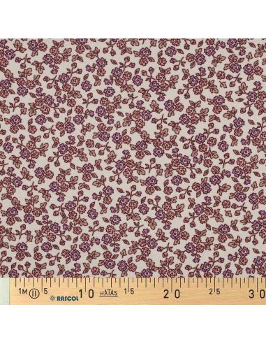 Tissu flanelle fleurs - Écru