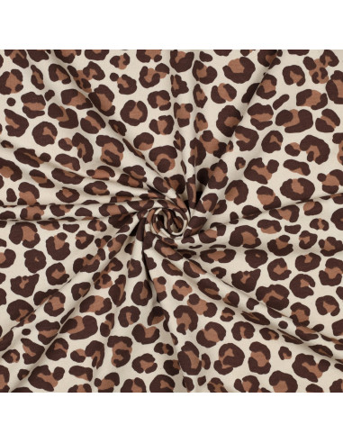 Tissu sweat Léopard - Marron