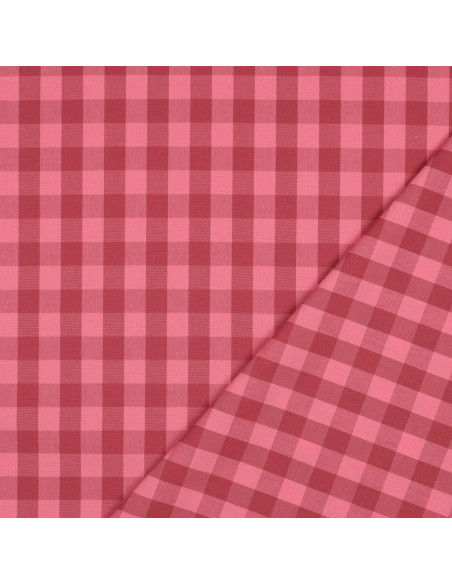 Tissu popeline de coton - Vichy grands carreaux - Rouge et bordeaux