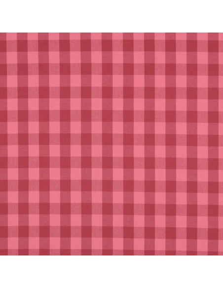 Tissu popeline de coton - Vichy grands carreaux - Rouge et bordeaux