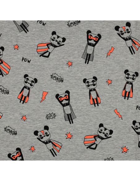 Tissu jersey chiné - Super héros orange fond gris