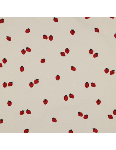 Tissu jersey Fraises - Fond naturel
