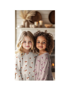 Tissu jersey Fraises - Fond pêche 2