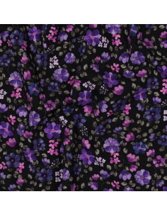 Tissu jersey Anna - Fleurs violettes sur fond navy