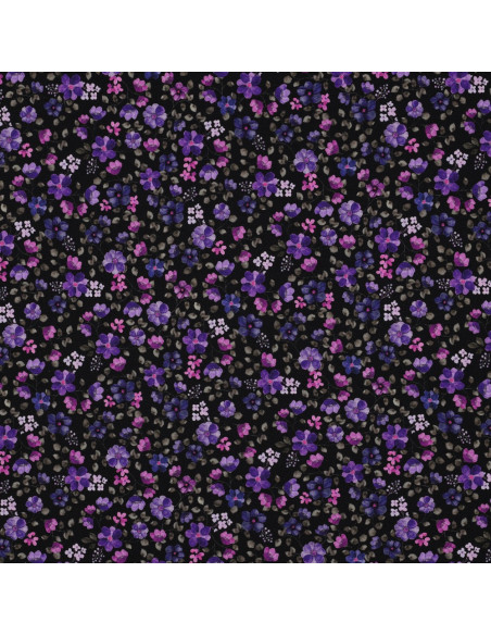 Tissu jersey Anna - Fleurs violettes sur fond navy