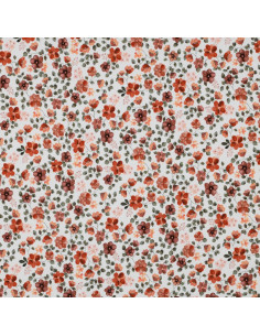 Tissu jersey Anna - Fleurs pêches sur fond blanc 2