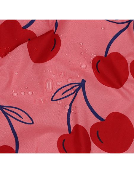 Tissu coton déperlant grosses cerises - Rose