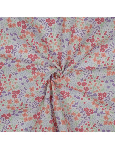 Tissu coton déperlant petites fleurs - Fond blanc
