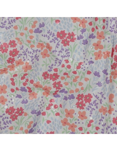 Tissu coton déperlant petites fleurs - Fond blanc