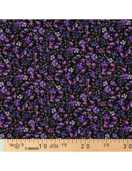 Tissu jersey Anna - Fleurs violettes sur fond navy