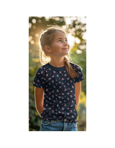 Tissu jersey petites fleurs - Bleu nuit