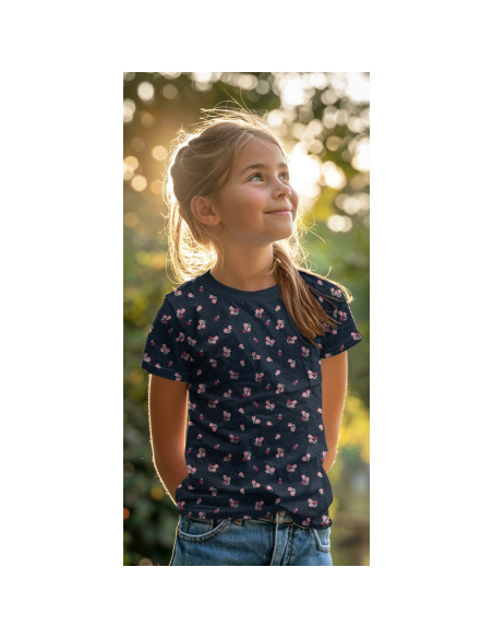 Tissu jersey petites fleurs - Bleu nuit