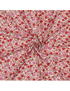 Tissu viscose petites fleurs éclatantes - Blanc cassé
