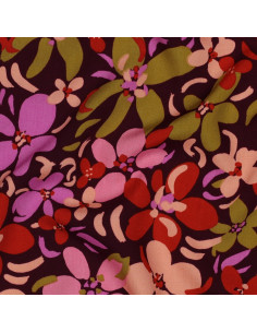 Tissu viscose fleurs éclatantes - Violet foncé 2