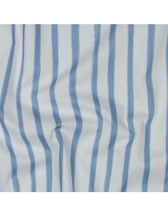 Tissu popeline de coton rayures - Bleu clair sur fond blanc