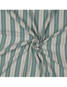 Tissu double gaze imprimé rayures - Vert