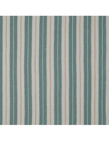 Tissu double gaze imprimé rayures - Vert