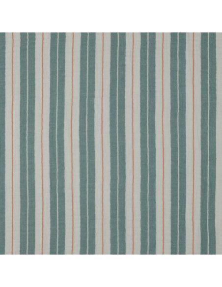 Tissu double gaze imprimé rayures - Vert