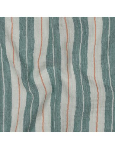 Tissu double gaze imprimé rayures - Vert
