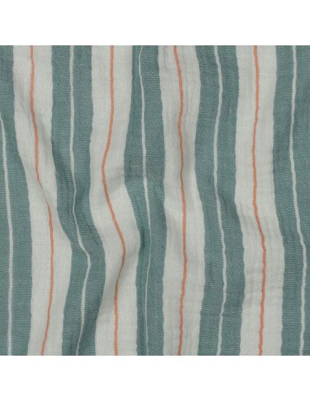 Tissu double gaze imprimé rayures - Vert
