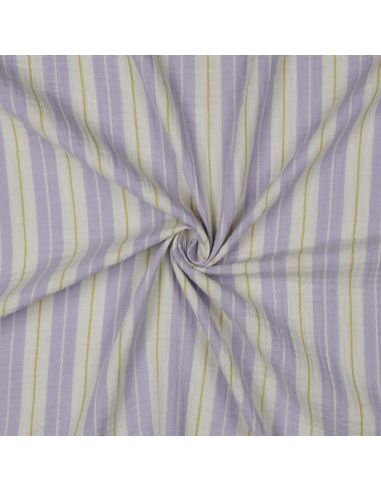 Tissu double gaze imprimé rayures - Violet