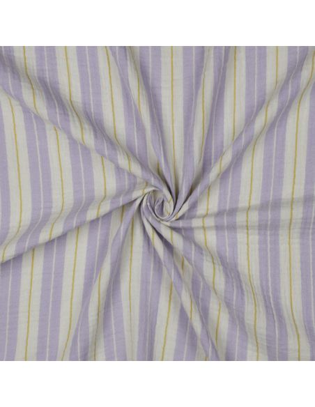 Tissu double gaze imprimé rayures - Violet