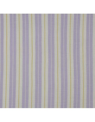 Tissu double gaze imprimé rayures - Parme