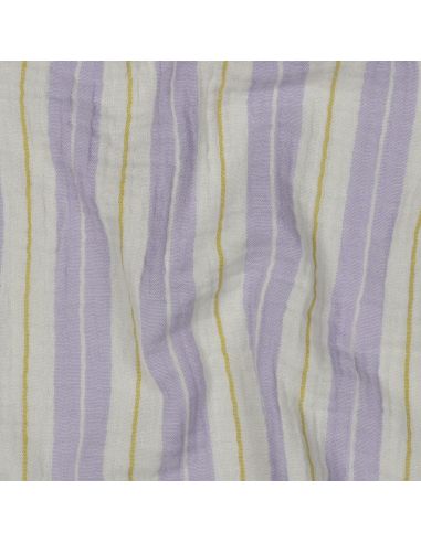 Tissu double gaze imprimé rayures - Parme