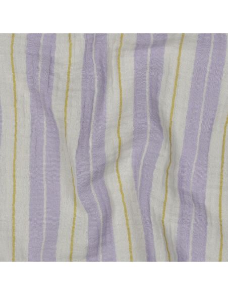 Tissu double gaze imprimé rayures - Parme