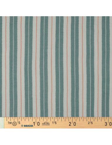 Tissu double gaze imprimé rayures - Vert