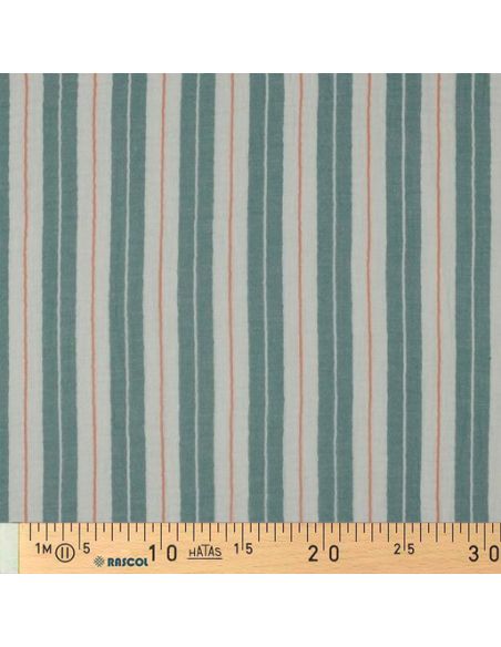 Tissu double gaze imprimé rayures - Vert