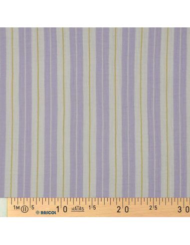 Tissu double gaze imprimé rayures - Parme