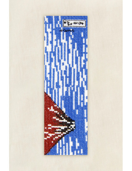 Kit broderie marque-pages au point de croix - Le Fuji rouge