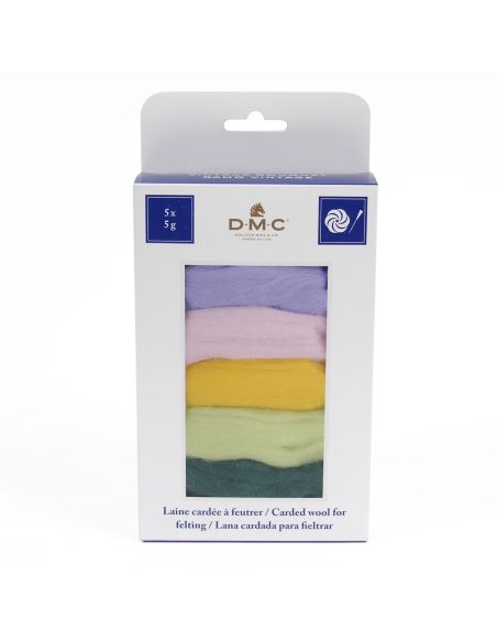 Pack de 5 laines cardées à feutrer DMC - Bouquet
