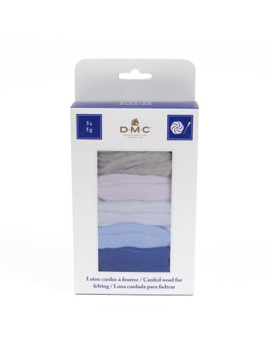 Pack de 5 laines cardées à feutrer DMC - Glacier