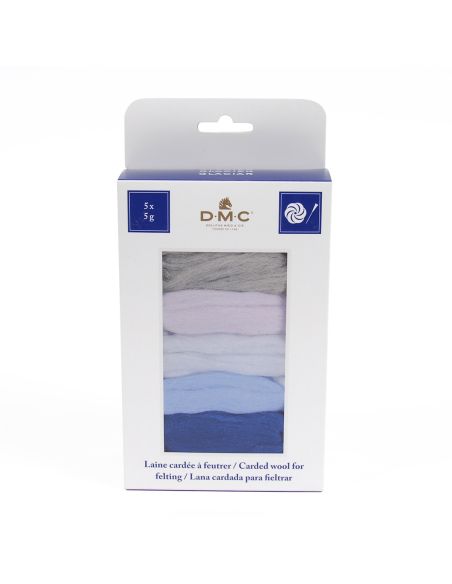 Pack de 5 laines cardées à feutrer DMC - Glacier